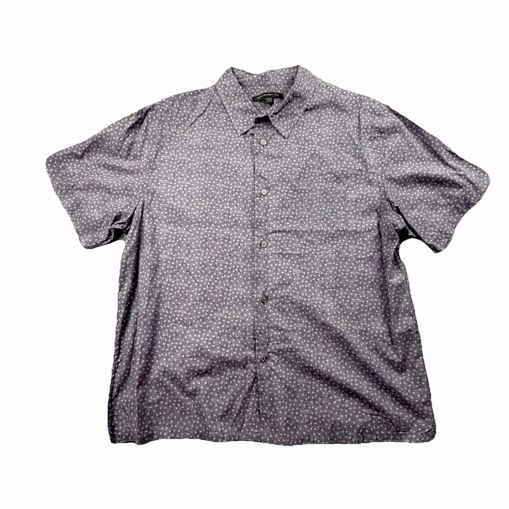 John Varvatos USA Mens L Purple Polka Dot Shirt Button Up Cotton‎